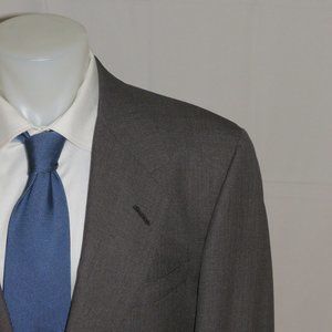 Oxxford Clothes Bespoke Super 120 Gray Birdseye Two Button Suit 42L
